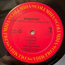 Винтажная виниловая пластинка LP Warrant Dirty Rotten Filthy Stinking Rich (США 1989)