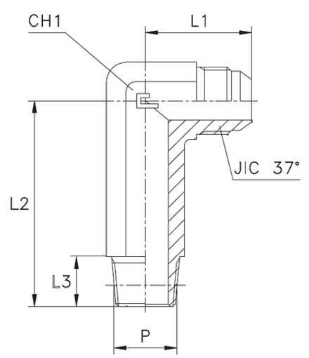Штуцер FRM90 JIC 3/4 - NPTF 3/8 (удлин.)