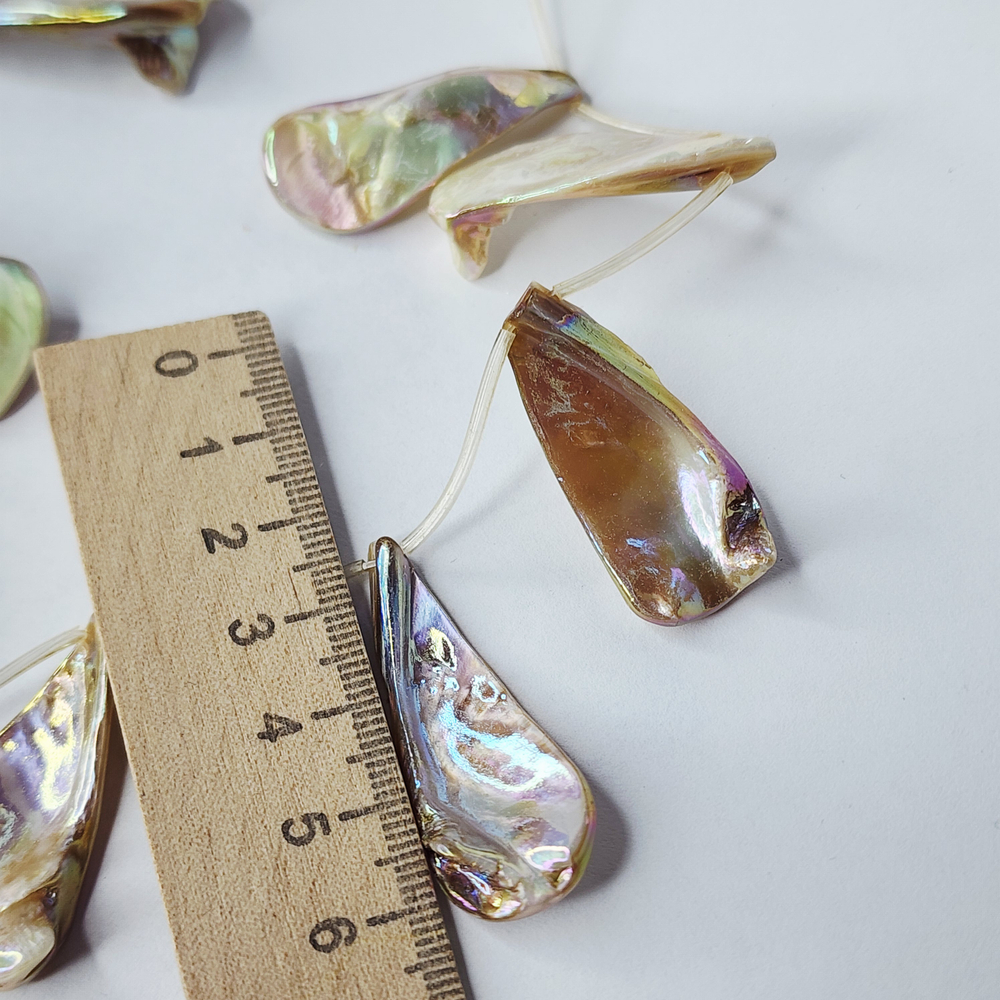 Перламутр, ракушка, подвеска с покрытием АВ, ~22/35/40мм, штучно