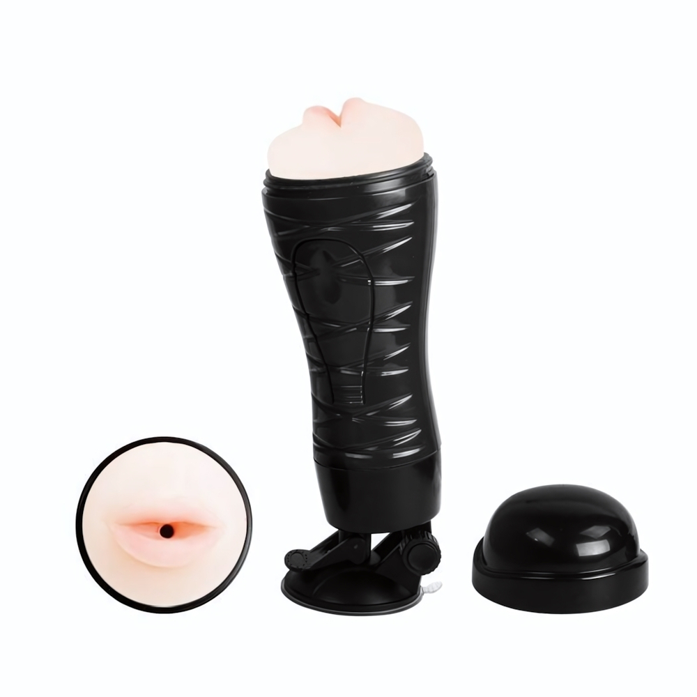 Мастурбатор-ротик Flora с присоской (Цвет: телесный с черным)