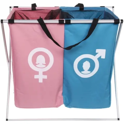 Корзина для белья двойная складная «Мужское, Женское» 59*39*56 см