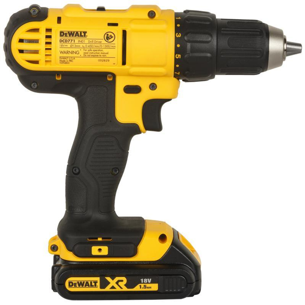 DeWalt, DCD771S2, Дрель-шуруповерт аккумулторная 18 В 1.5 Ач, шт