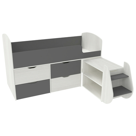 Кровать-чердак КарИВи Малыш 7 Белое Дерево Темно-серый