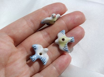 Бусина "Голубь", 14х16,5мм, керамика