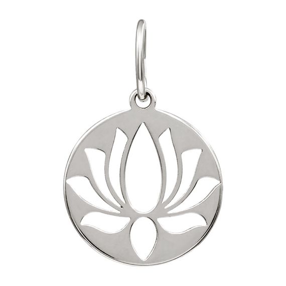 Подвеска Лотос в круге - кулон из серебра 925, вид спереди