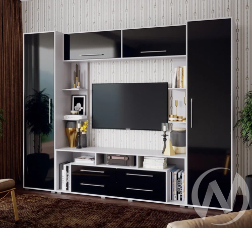 Гостиная Гармония (белый/черный глянец)