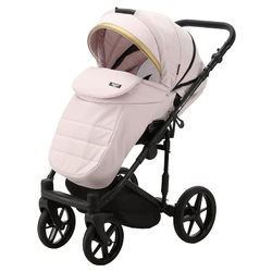 Детская коляска Adamex Rimini 2 в 1 RI101 СВ.РОЗОВ+СВ.РОЗОВ.КОЖА+ЗОЛОТО.ОТДЕЛКА