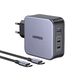 Сетевое зарядное устройство Ugreen Nexode мощностью 140 Вт (2 USB-C, USB-A) (GaN) и кабель USB-C (1,5 м) (CD289) Многопортовый мощный адаптер питания. Есть поддержка PD. Поддерживаемая кабелем мощность — до 240 Вт