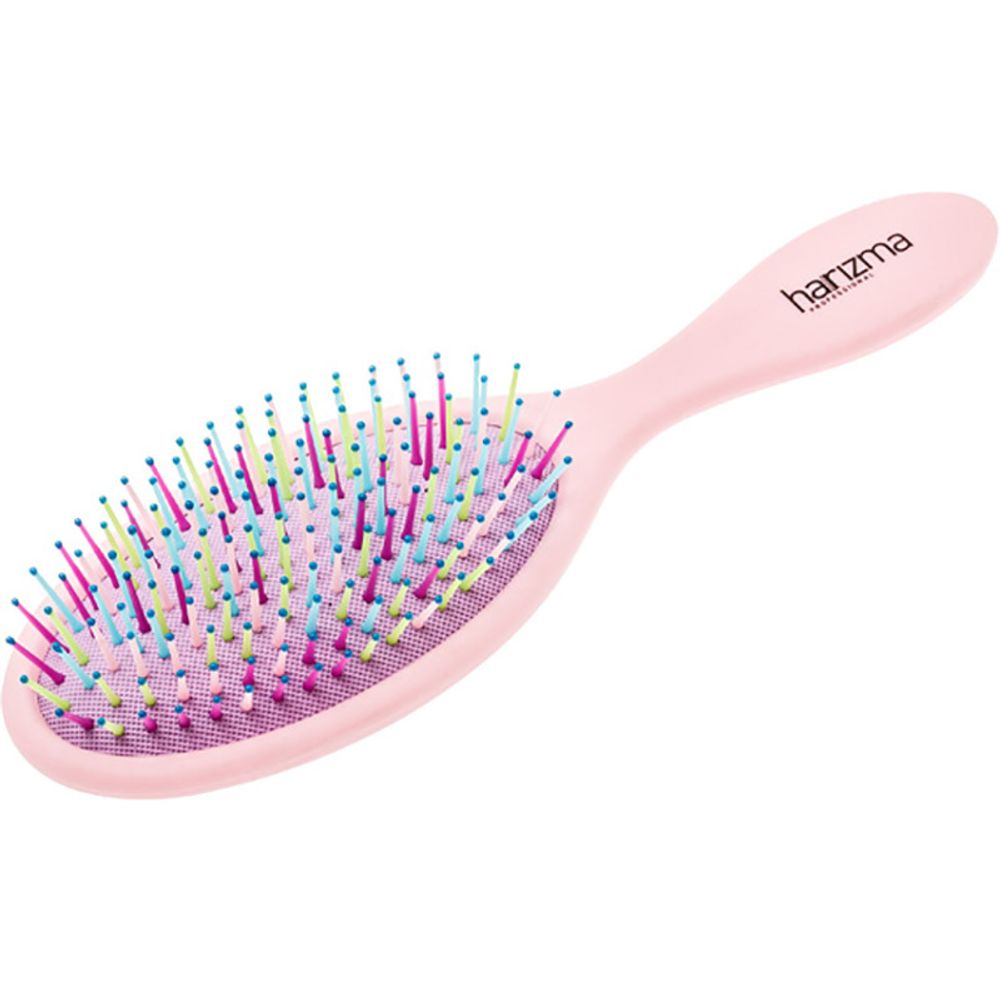 Щетка массажная Harizma Rainbow, большая, розовая (h10639-1205)