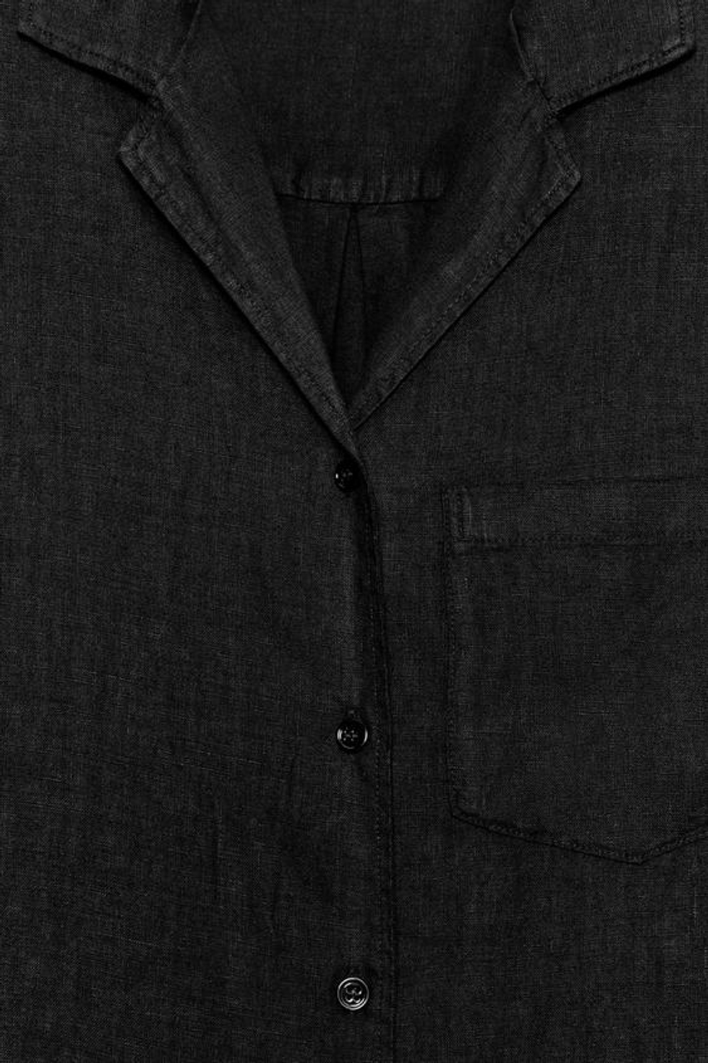 ZARA РУБАШКА ИЗ ЛЬНА С КАРМАНОМ — ZW COLLECTION, ЧЕРНЫЙ