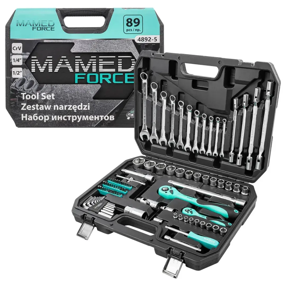 Набор инструментов PROFI 89пр. 1/'',1/2''(6гр)(4-32мм) MAMEDFORCE MF-4892-5