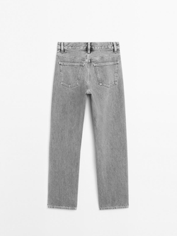 Massimo Dutti Джинсы прямого кроя из смесового хлопка с высокой посадкой, маренго