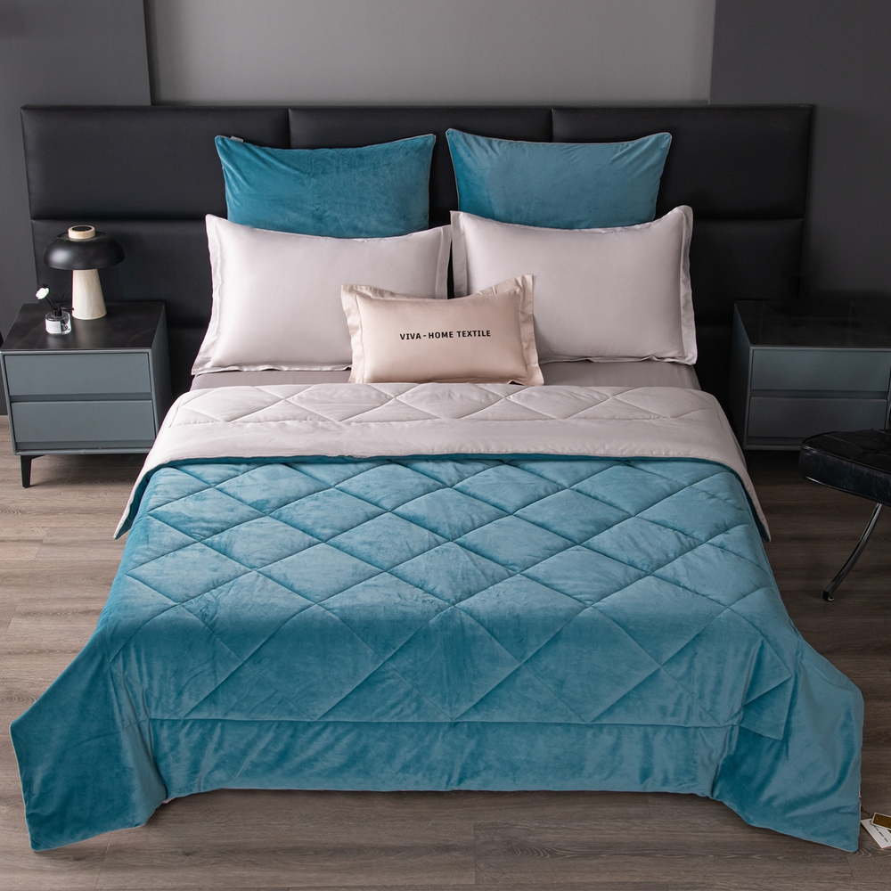 КПБ на резинке Сатин Velvet Premium с Одеялом VPR008, Евро, 4 наволочки, простынь 160*200*25