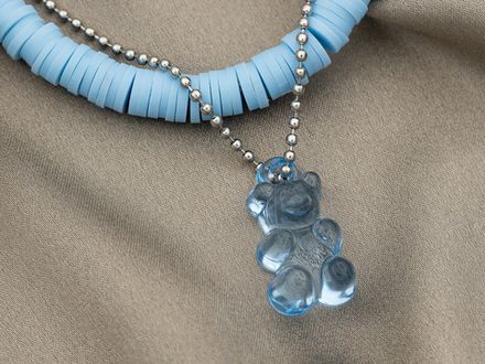 Подвеска  Мармеладный Мишка 21мм, голубой, прозрачный