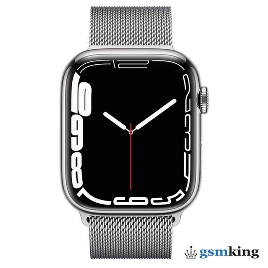 Apple Watch Series 7 GPS + Cellular 45mm Silver Stainless Steel Case with Milanese Loop MKJE3LL/A