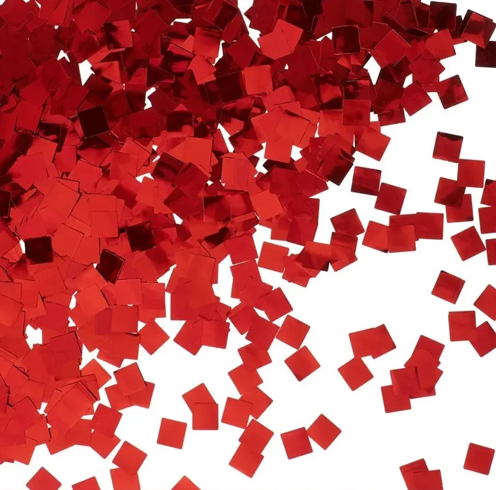 Латексный шар с мелким красным конфетти, квадрат, 36 см