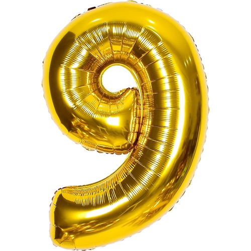 Шар фольгированный Цифра "9" золото с гелием