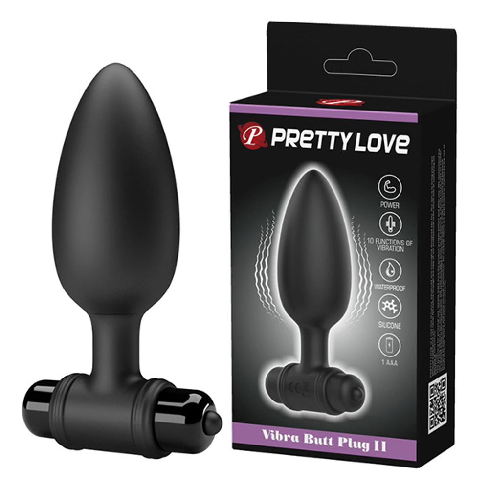 Черная анальная вибропробка 11,8см Pretty Love Vibra Butt Plug BI-040107