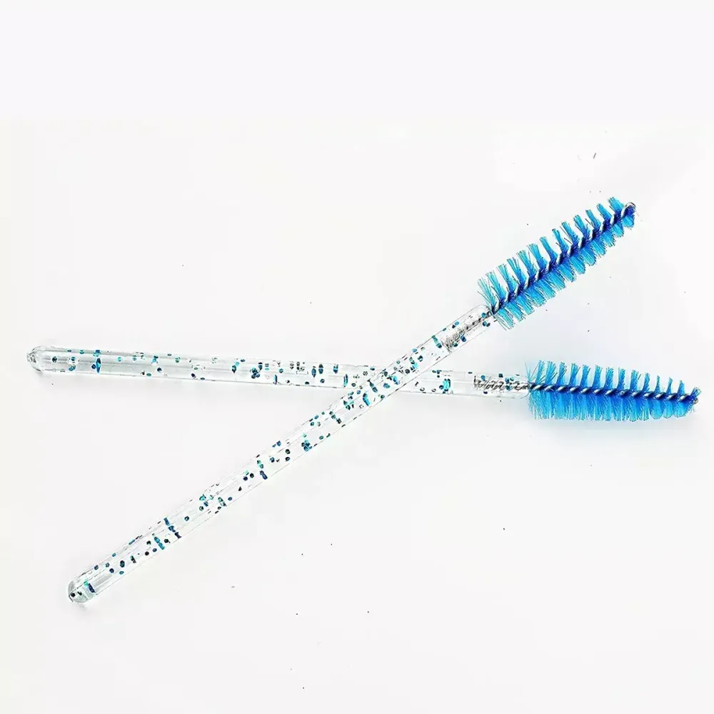 Щеточки для бровей и ресниц с блестящей ручкой, синие, 50 шт