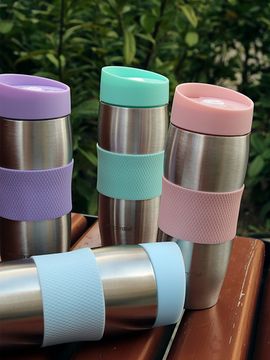 Термокружка 380 мл. из нержавеющей стали Kamille KM-2053R с TPR-вставкой