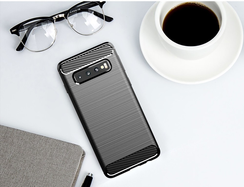 Чехол для Samsung Galaxy S10 Plus цвет Black (черный), серия Carbon от Caseport