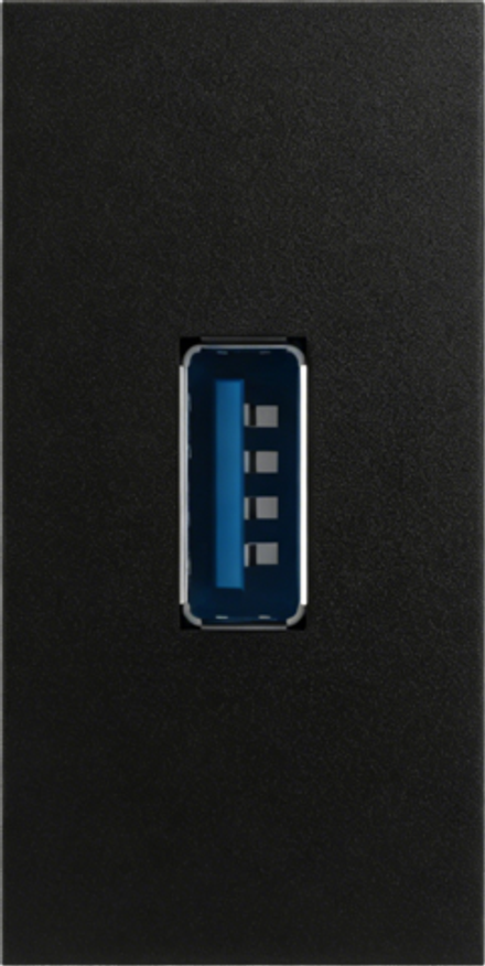 Розетка информационная USB для передачи данных,  1мод.,  черн. матовая (22.5х45мм),  USB3.0
