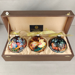 Набор из 3-х ёлочных шаров "Сказки" с росписью Палех