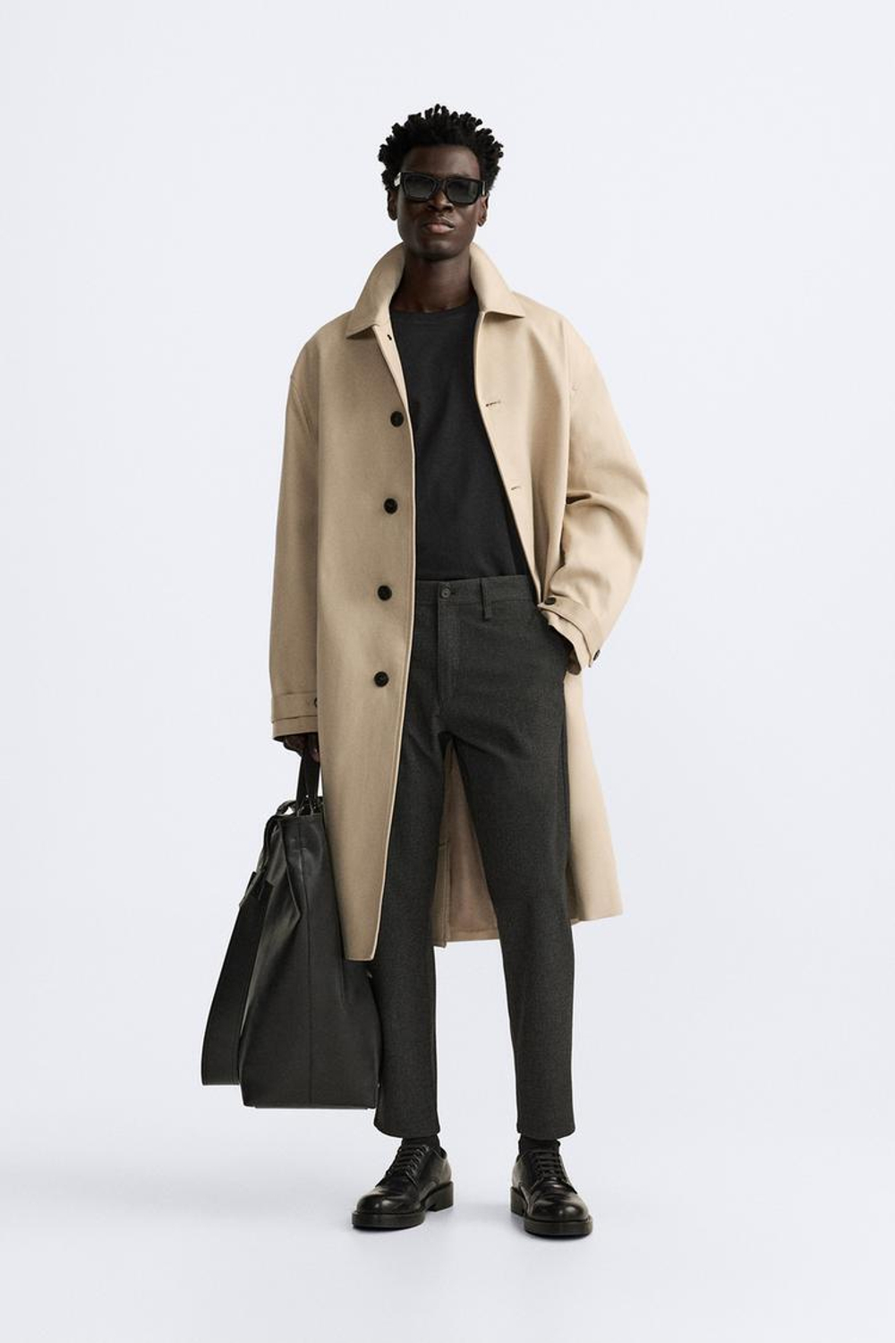 ZARA БРЮКИ КОМФОРТНОЙ ПОСАДКИ ИЗ РЕЛЬЕФНОЙ ТКАНИ, АНТРАЦИТОВО-СЕРЫЙ