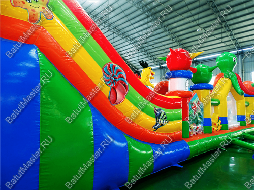 Коммерческий надувной батут "Осьминоги и драконы" 17*8*7 м
