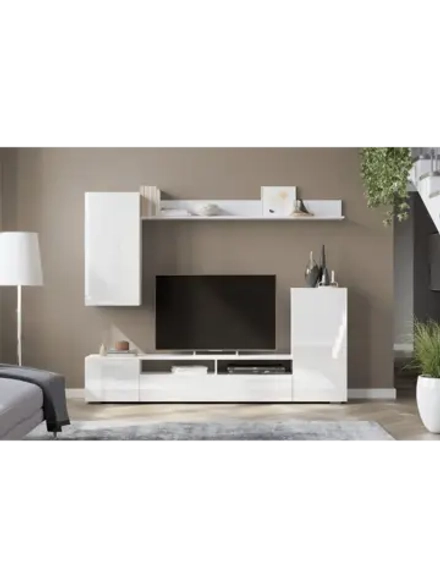 Гостиная "МГС 4" (тумба, пенал, полка) белый глянец