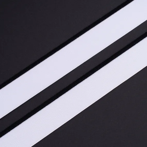 Резинка широкая, белая/черный кант 25 мм, Германия