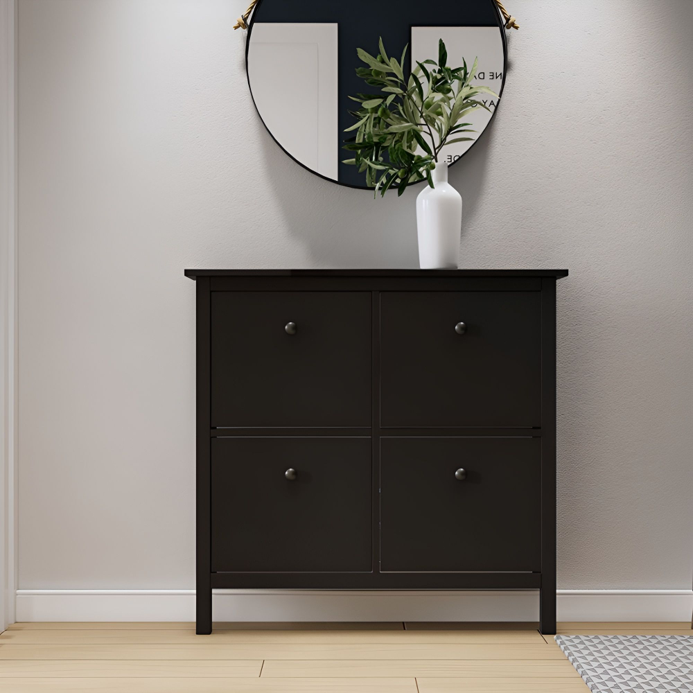 IKEA Обувница 3 ящ, HEMNES 89х127х30, черная/св-коричневая, из массива сосны, КЫМОР (ХЕМНЭС ИКЕА)