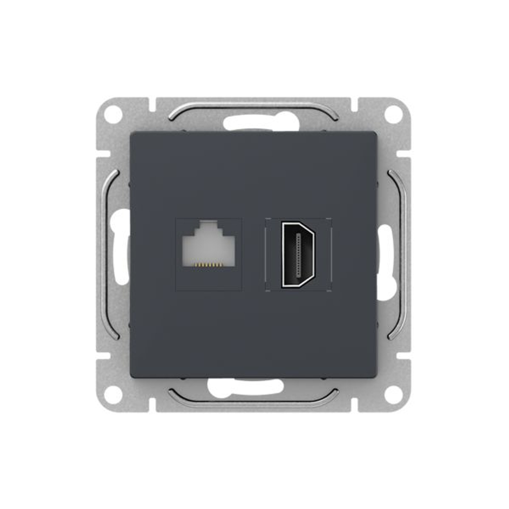 Механизм розетки HDMI+RJ45 (cat5), графит Эпика EKF