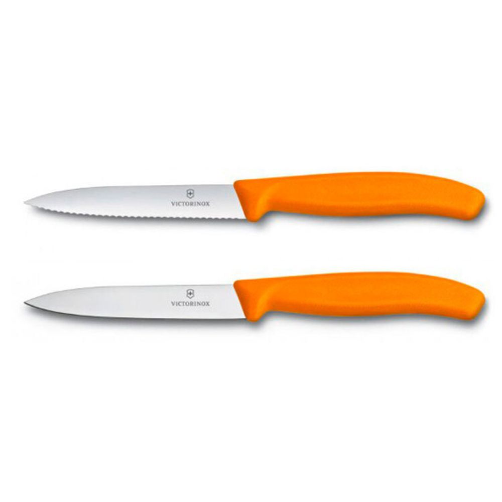 Набор для кухни Victorinox 100мм 2 ножа серрейт и прямая оранжевый блистер (6.7796.L9B)