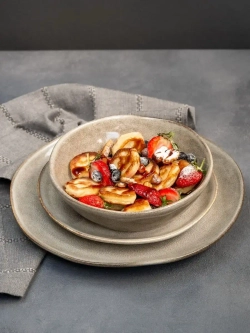 Набор из 6 тарелок 21 см мятый фарфор серая