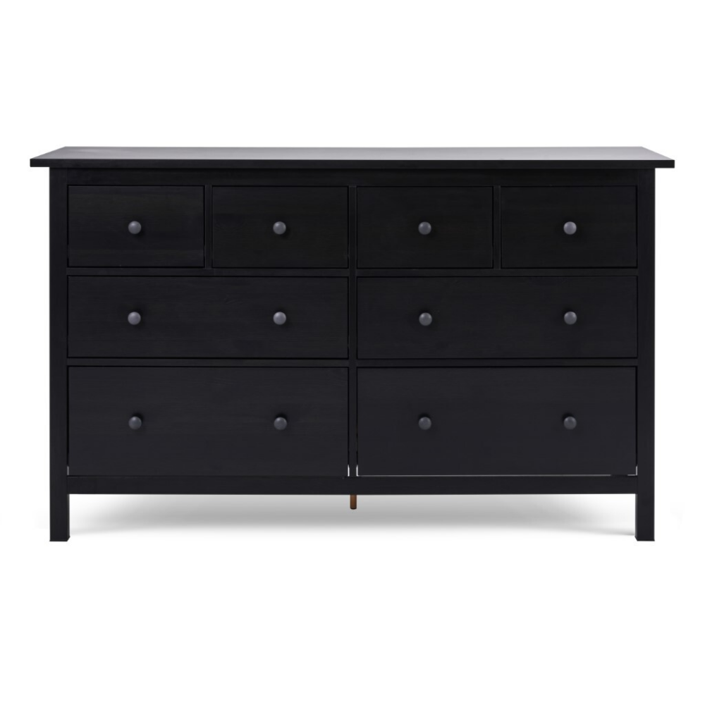 Комод с 8 ящиками деревянный, Хемнэс Hemnes/ Кымор, 160х50х96 см,черный