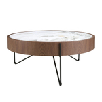 Круглый журнальный столик 2138/MH2303A из ореха и мраморной керамики