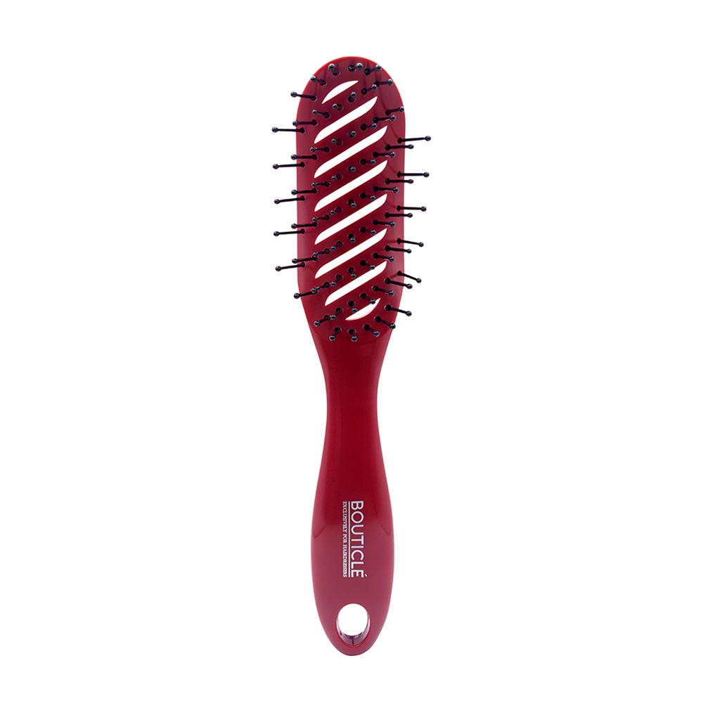 Щетка продувная профессиональная для укладки волос феном, бордовая / TUNNEL HAIR BRUSH
