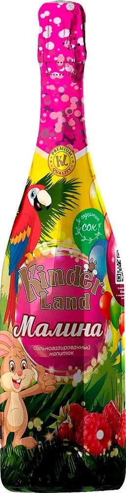 Детское безалкогольное шампанское Киндер Лэнд Малина / Kinder Land Raspberry No Alcohol 0.75 - стекло