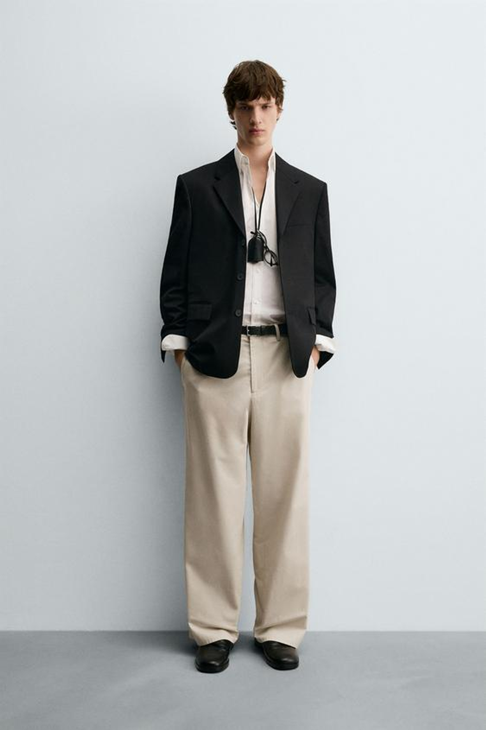 ZARA БРЮКИ ПРЯМОГО КРОЯ - LIMITED EDITION, ЖЕЛТОВАТО-БЕЛЫЙ