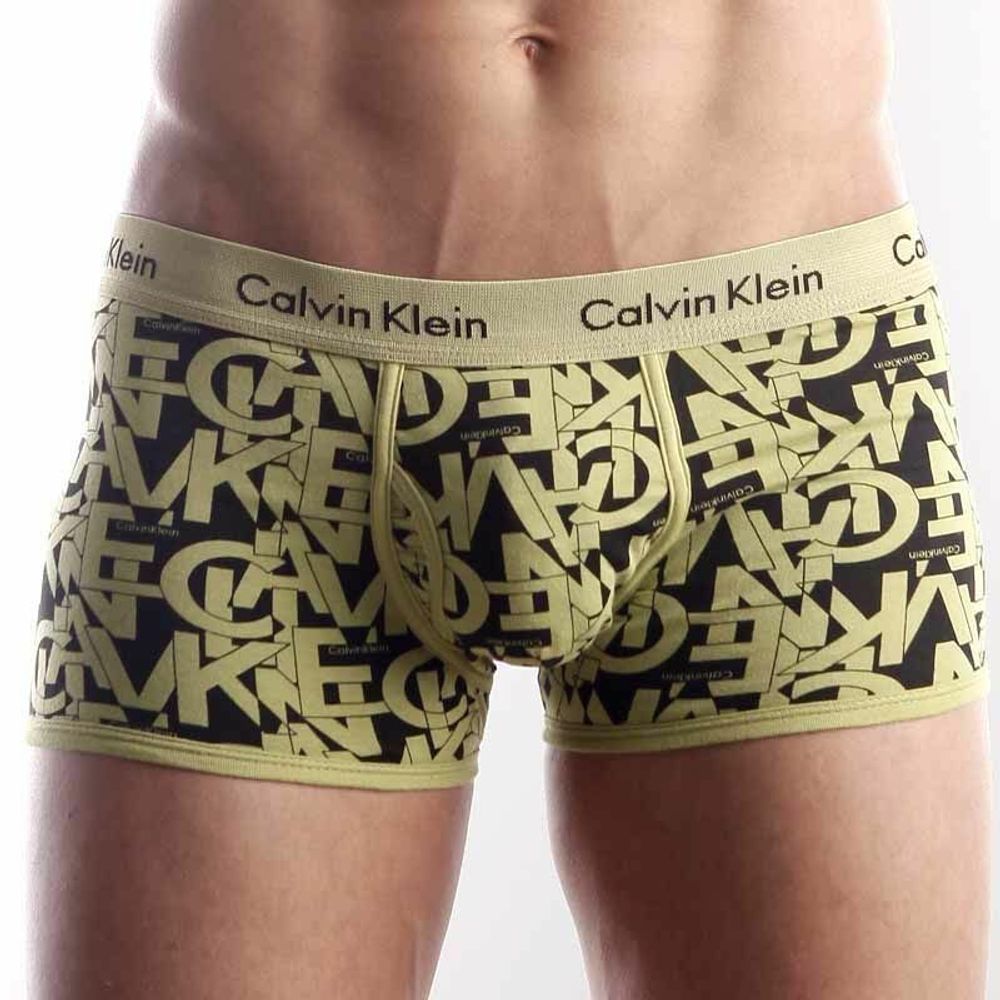 Мужские трусы хипсы желтые Calvin Klein 365 print  Mustard Letters