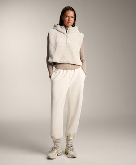 Oysho Жилет из искусственного меха с капюшоном, каменный