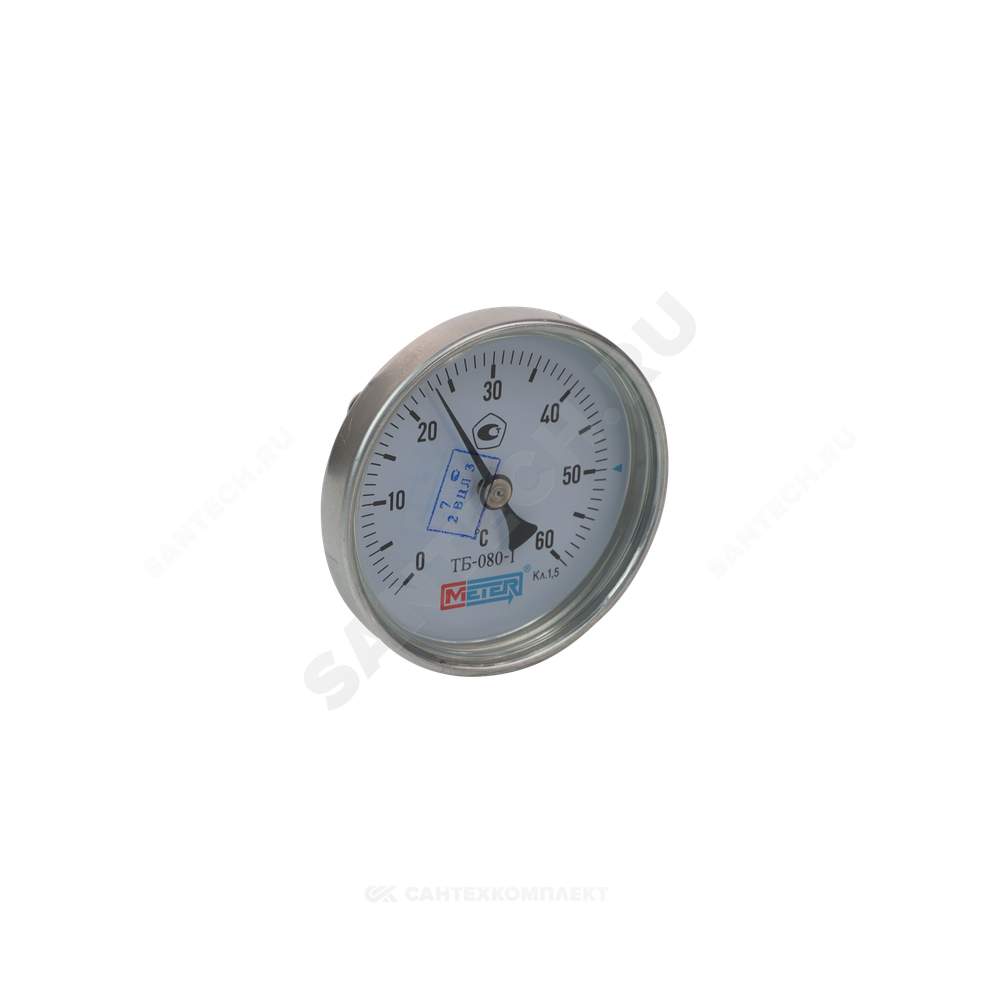 Термометр биметаллический осевой Дк80 60С L=40мм G1/2" ТБ-080-1 Метер