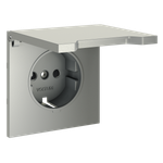 Накладка для розетки с заземлением, защитными шторками и крышкой, S70 (сталь)