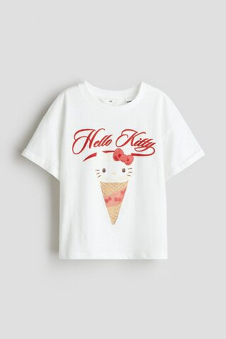 H&M Футболка оверсайз с принтом, белый