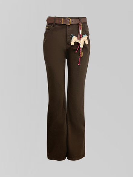 Джинсы Allure 711-29 однотонные клеш от колена с брелком