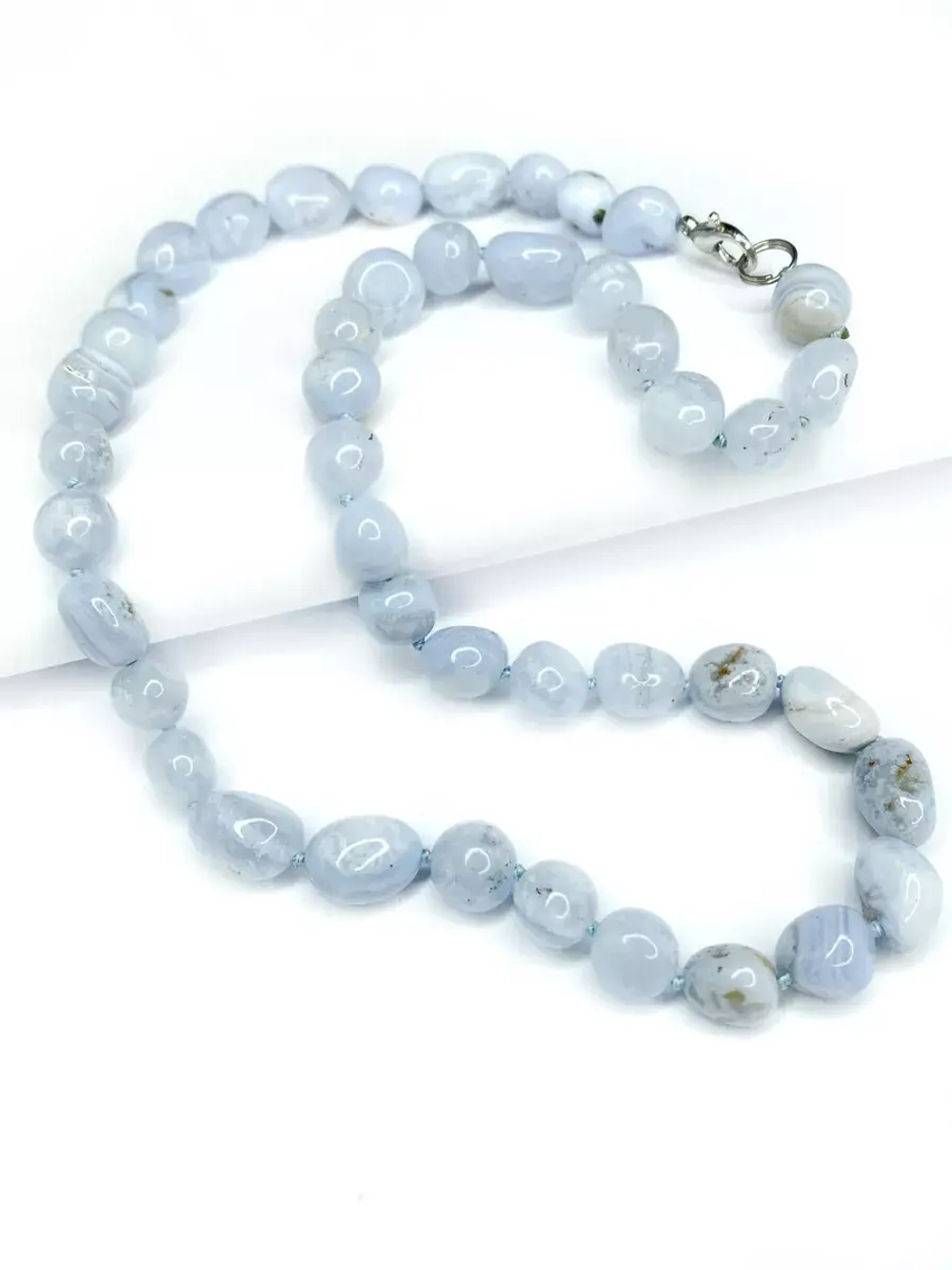 Бусы колье из натурального голубого агата сапфирина ожерелье