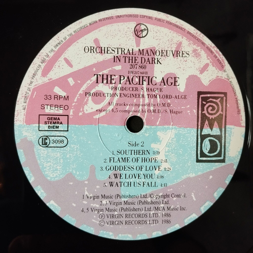 Винтажная виниловая пластинка LP Orchestral Manoeuvres In The Dark The Pacific Age (Germany 1986)