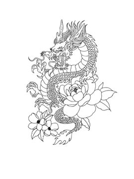 dragon in flowers