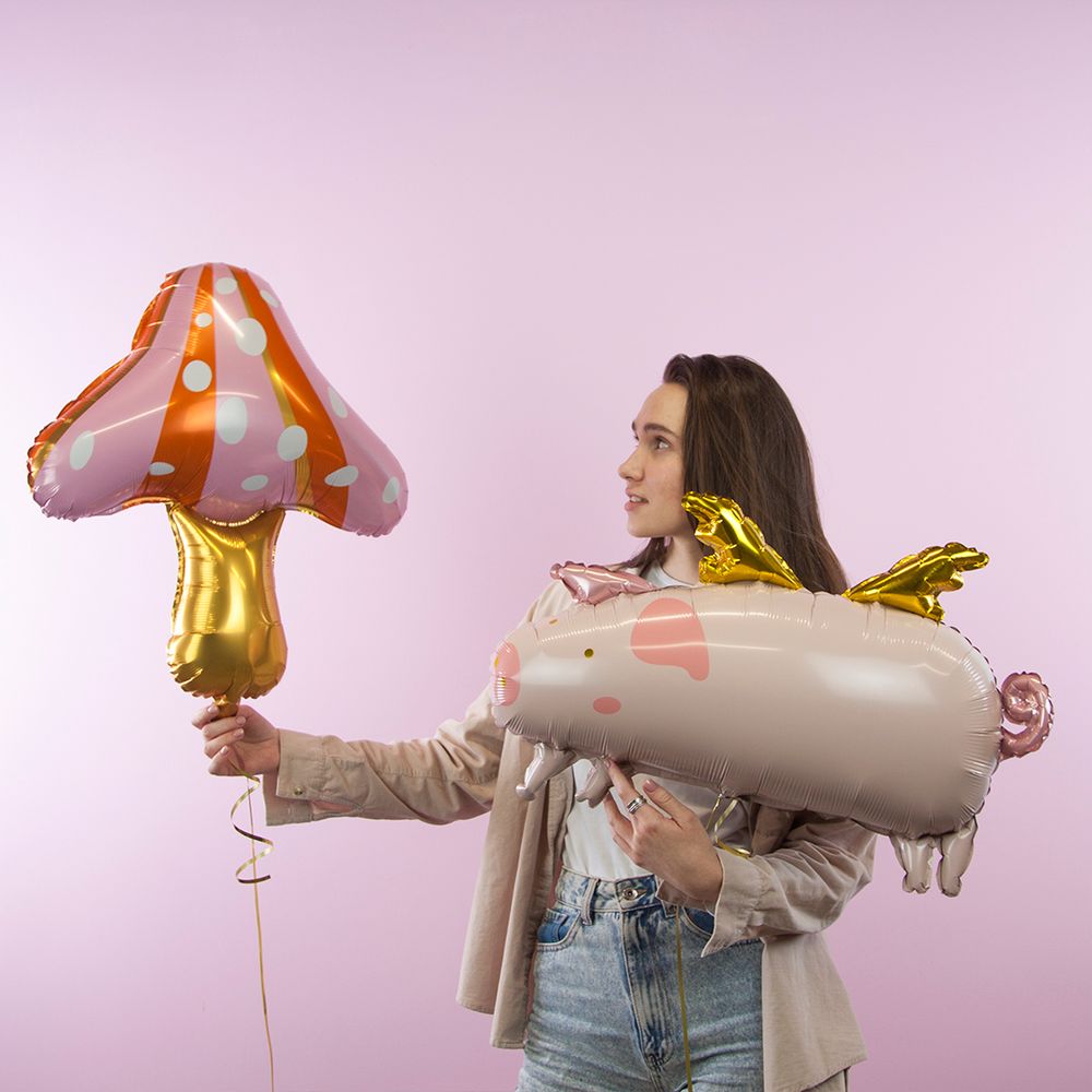 Шар (27''/69 см) Фигура, Поросенок с крылышками, 1 шт.